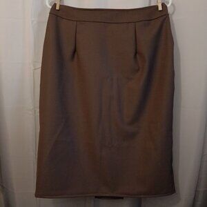 New Dressy Pencil Skirt M 12 Dark Brown Knee Length pleated back Professional
